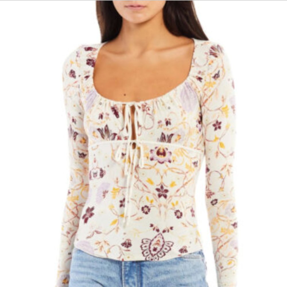 Free People Floral Long Sleeve  BohoTop  size S